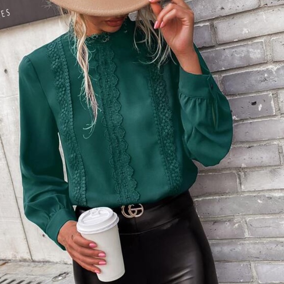 Luxe Classic Lace Solid Work Minimalist Top - Picture 2 of 10